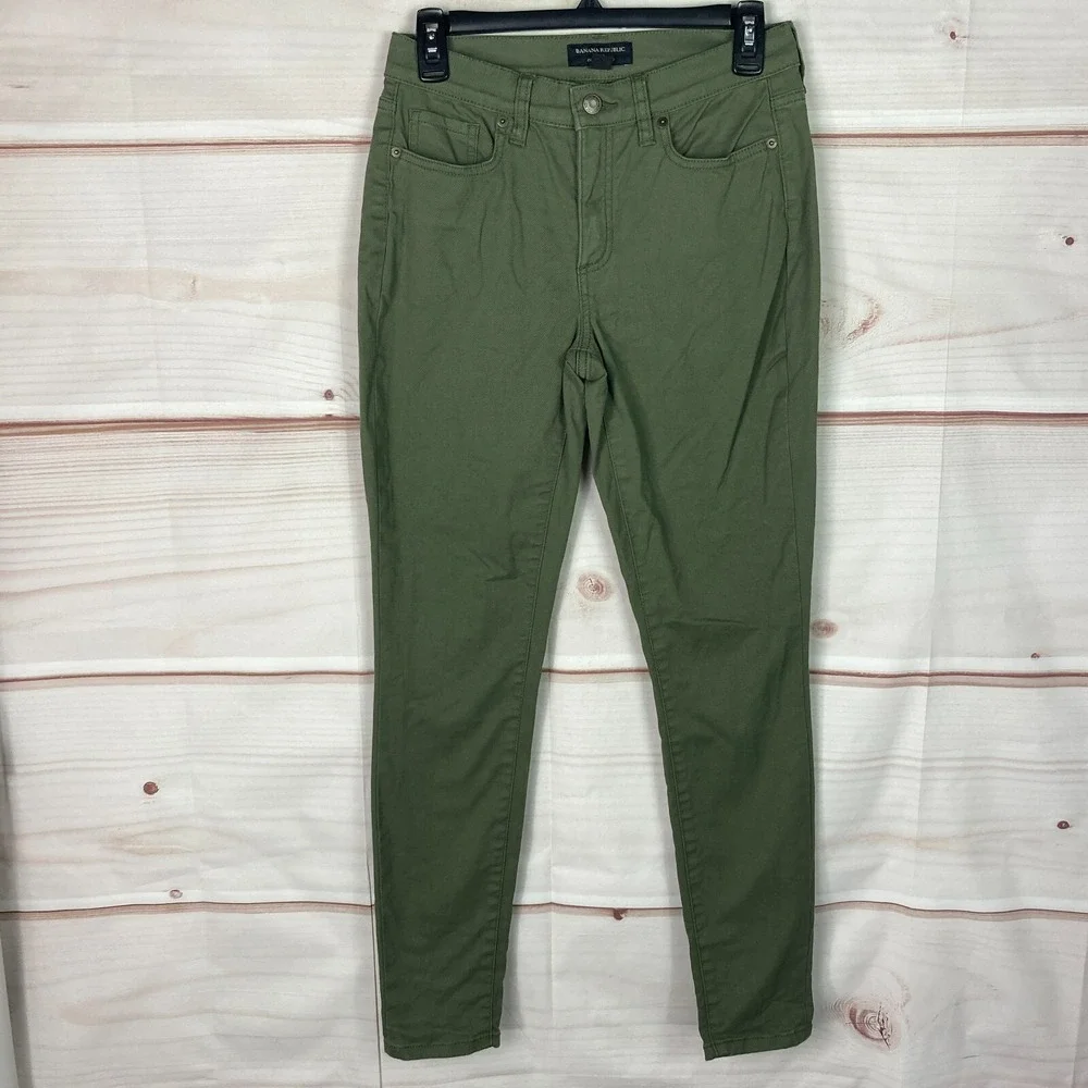 Banana Republic Pants Womens 26 2 Green Curvy Skinny Mid Rise Pockets Stretch